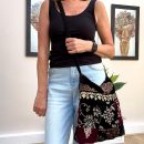Black Velvet Paisley Embroidered Shoulder Bag