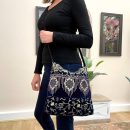 Dark blue velvet embroidered shoulder bag