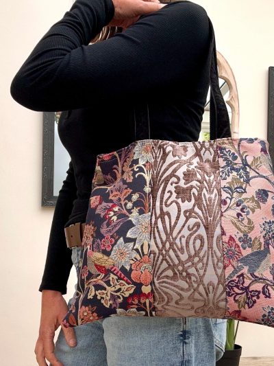 Floral Print Embroidered Patchwork Handbag